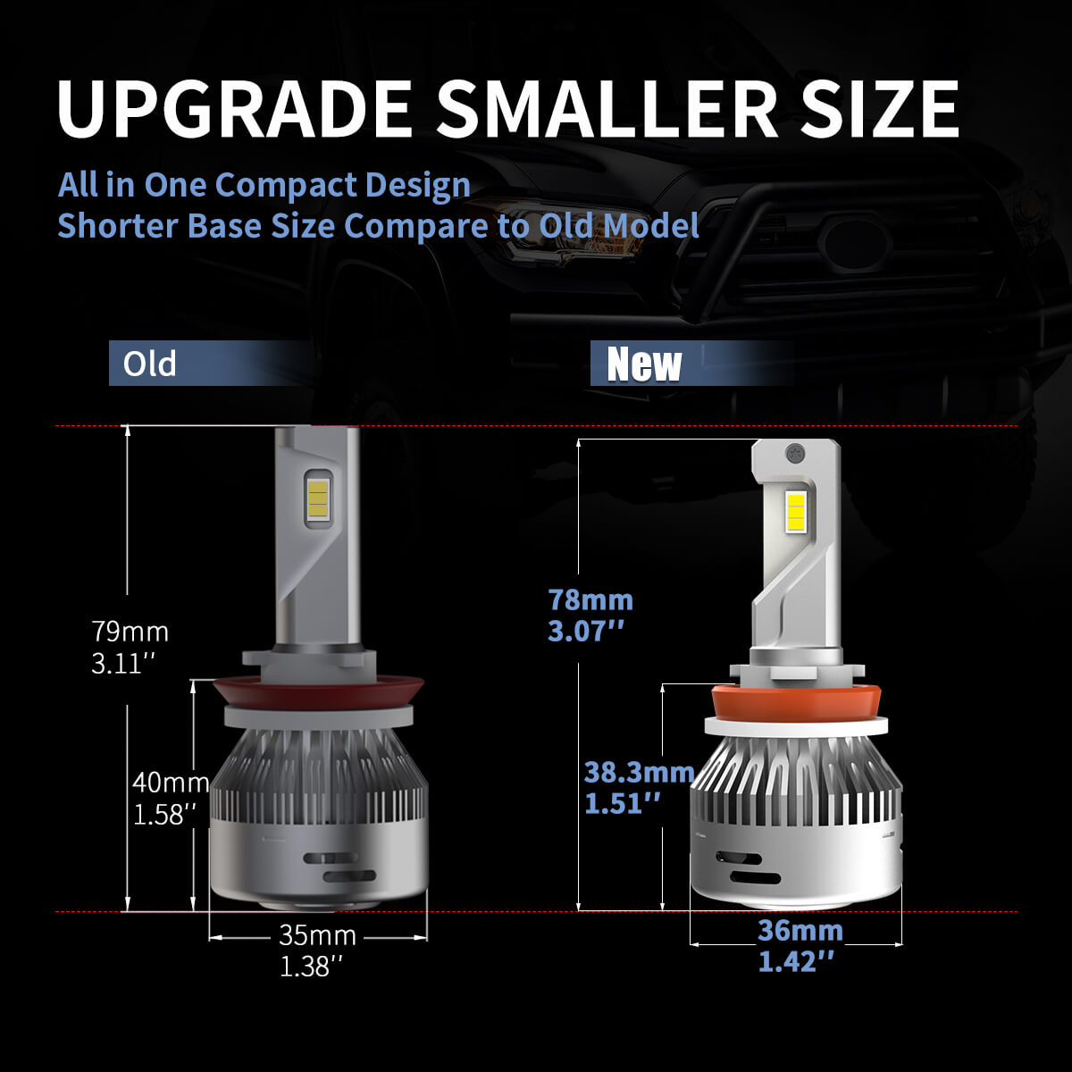 60W H8 H9 H11 LA Plus Series Combo Pack | 6,000LM 6000K LED Bulbs - Image 4