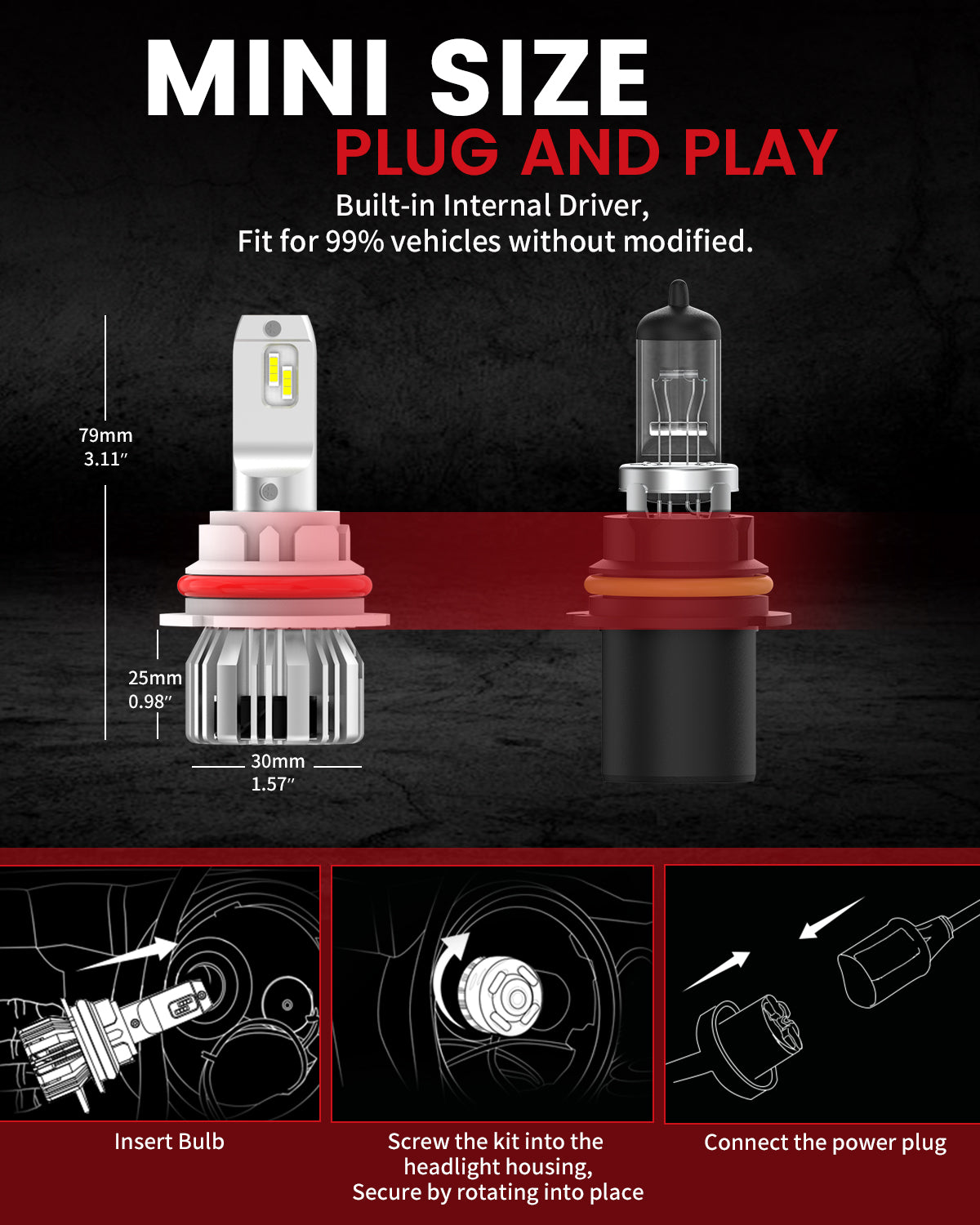 50W 9004 HB1 LC Plus Series | 5,000LM 6000K LED Bulbs - Image 5