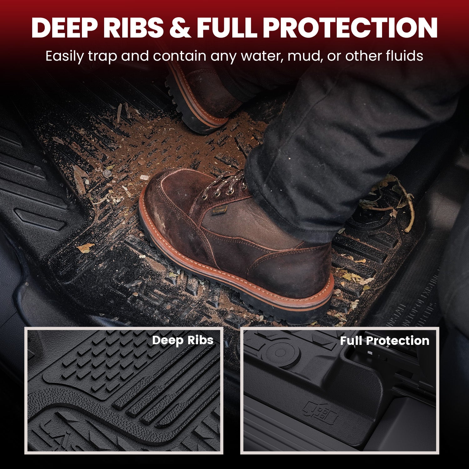 Fit for 2002-2008 RAM 1500 Quad Cab Floor Mats, Fit Carpet Flooring, Not Fit have 4X4 Shifter - Image 3