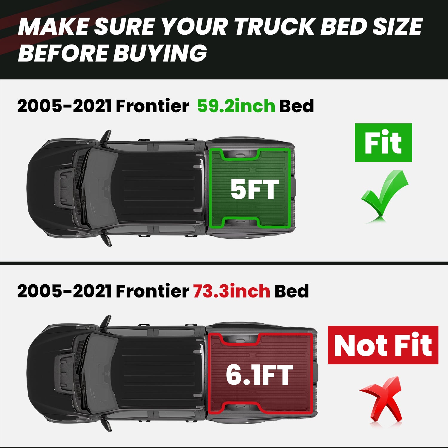Fit for 2005-2021 Nissan Frontier 5FT Truck Bed Mat - Image 2