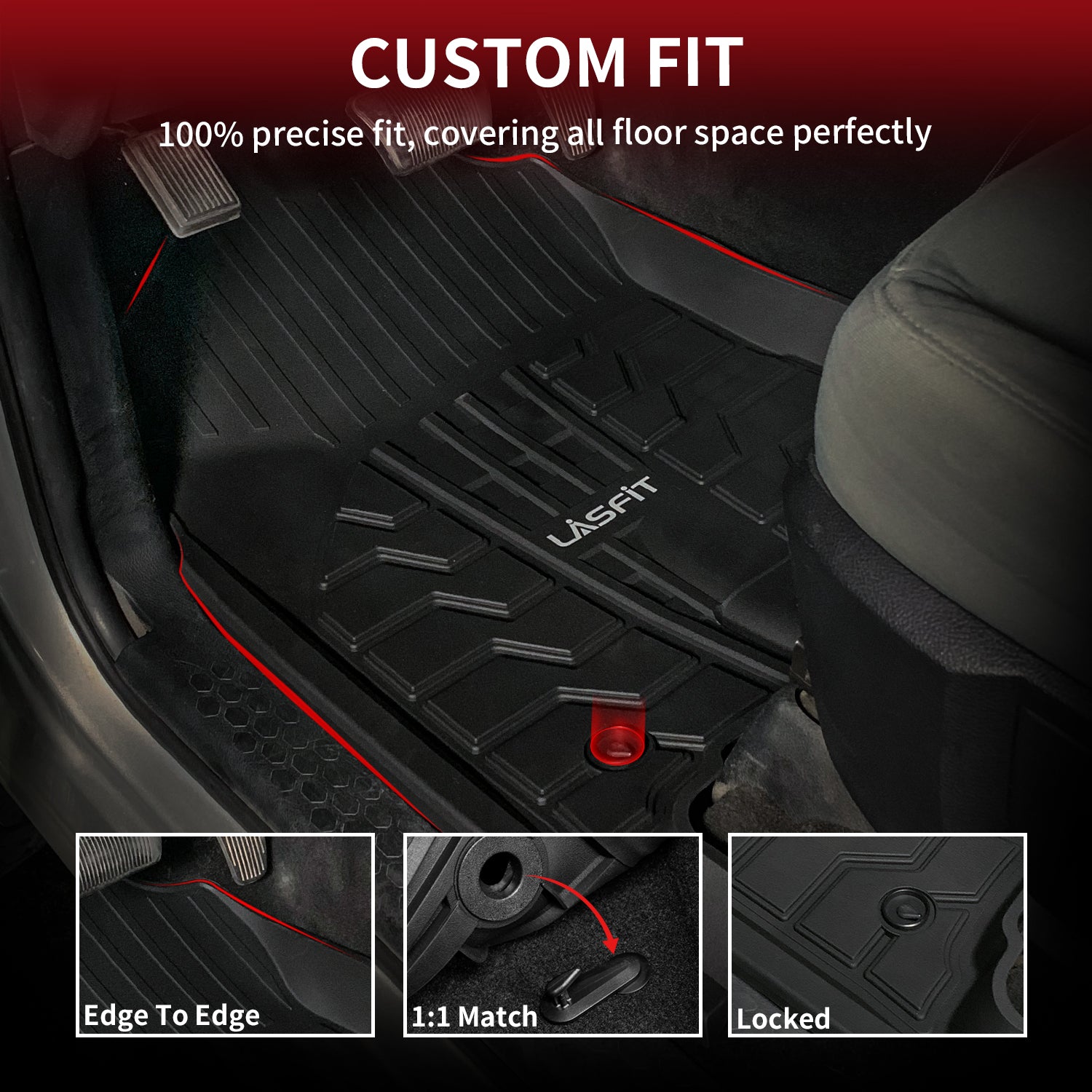 Fit for 2013-2018 Ram 1500 All-Weather 1st row Floor Mats, Fit Carpet Floor Only - Image 2