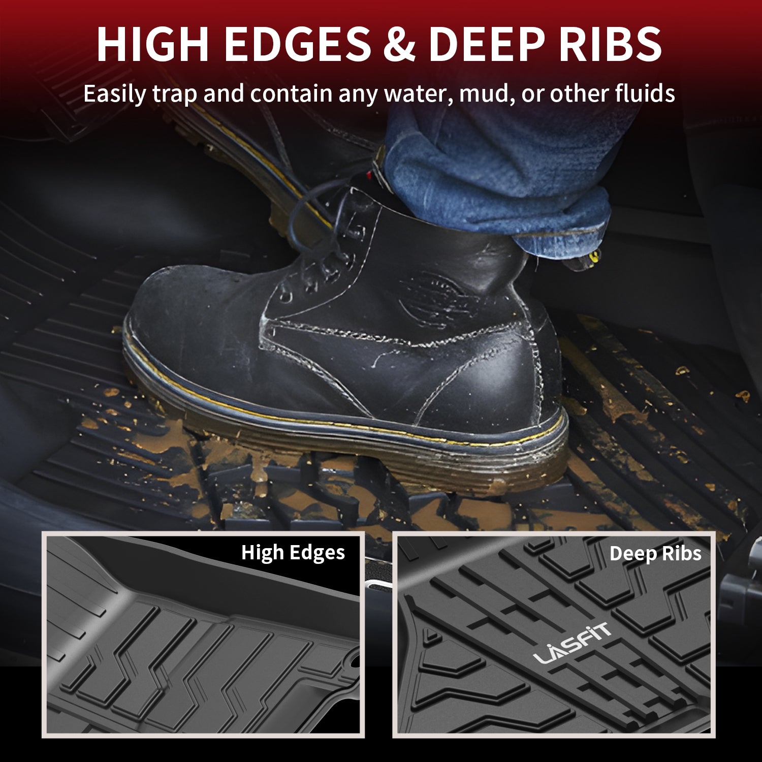Fit for 2013-2018 Ram 1500 All-Weather 1st row Floor Mats, Fit Carpet Floor Only - Image 3