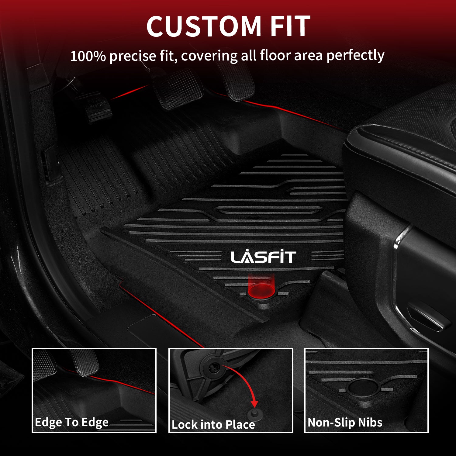 Fit for 2017-2026 Ford F-250 F-350 F-450 F-550 Crew Cab/ Super Cab Floor Mats, Only Fit Carpet Floor with Factory Storage - Image 4