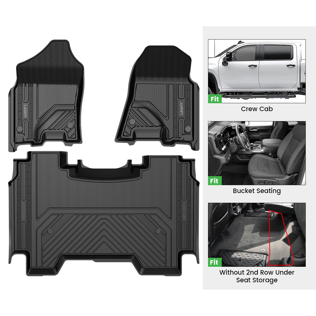 Fit for 2019-2024 Ram 1500 1st & 2nd Floor Mats, Only Fit Carpet Floor, Don't Fit Classic Model - Image 2
