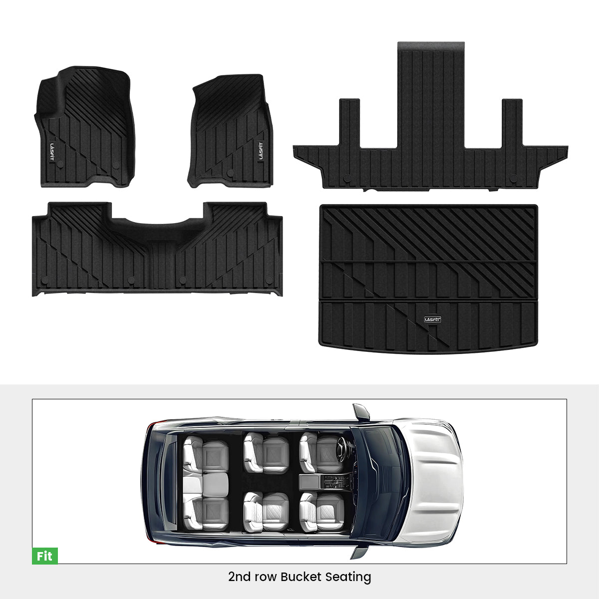 Fit for 2021–2026 Chevrolet Suburban Floor & Cargo Mats Protection Set, Not Fit 9 Seats - Image 2