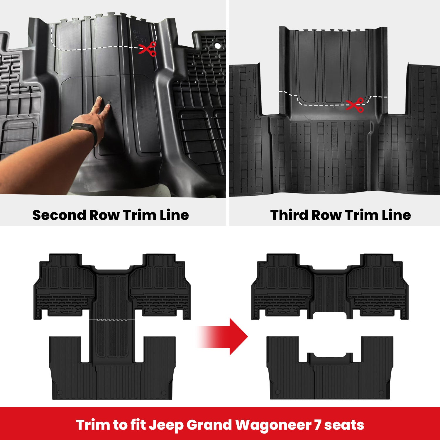 Fit for 2022-2025 Jeep Grand Wagoneer Floor Mats, Fit 7-seater Only - Image 2