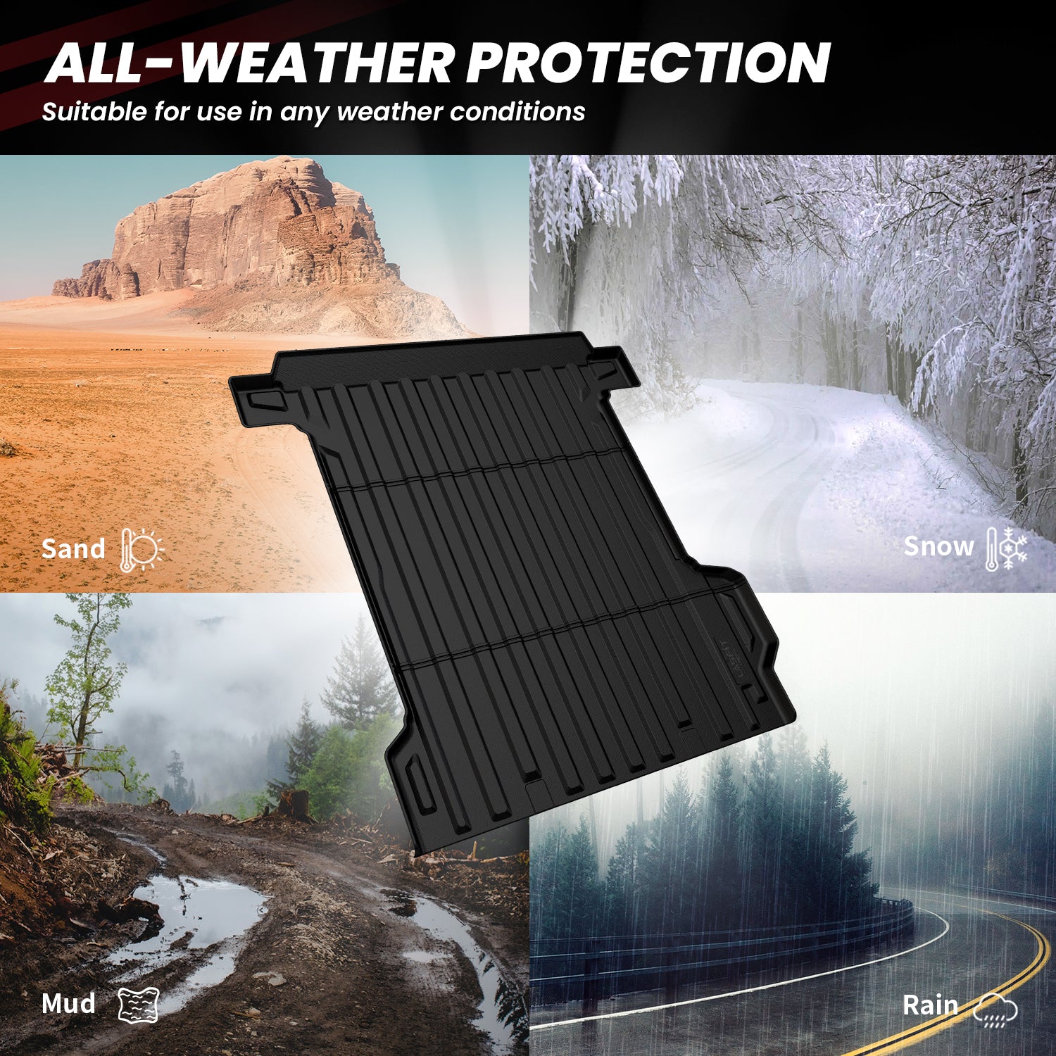 Fit for 2024-2026 GMC Sierra EV 5.9FT Bed Mat, Fit With Multi-Flex Midgate Only - Image 4