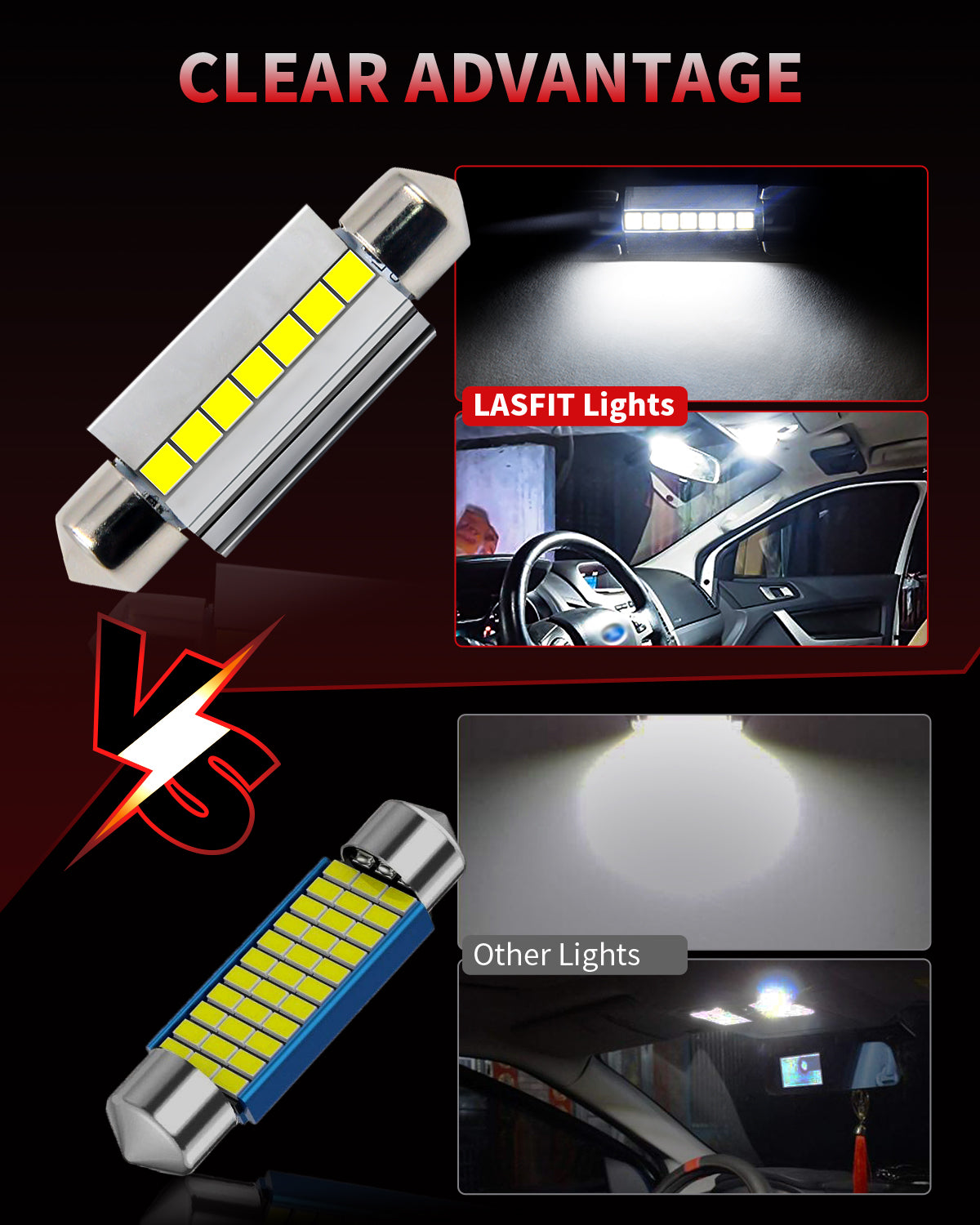 42MM 211-2 578 212-2 LED Dome Map Trunk License Plate Light Bulb, 2 Bulbs - Image 2
