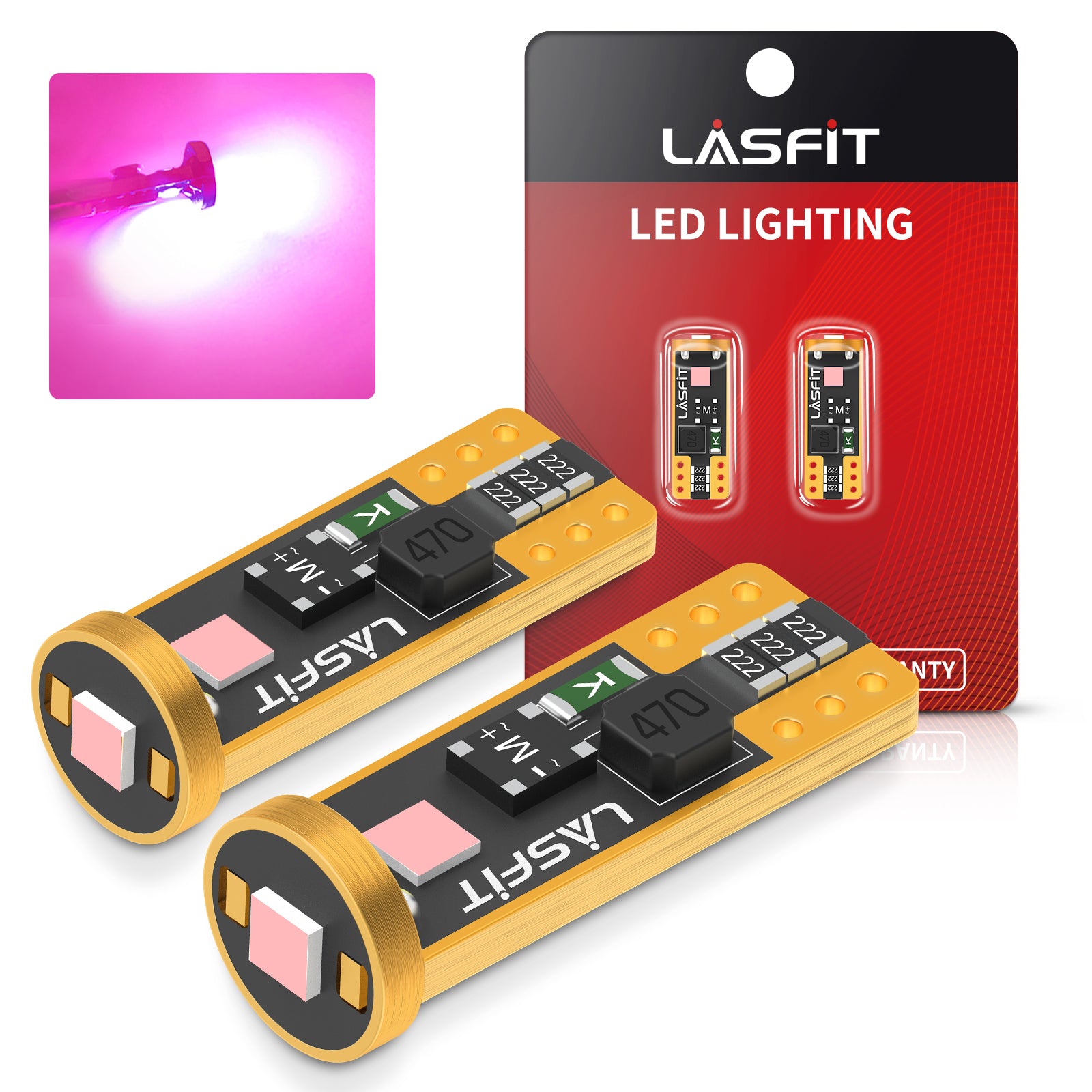 W5W 194 168 158 CANBUS Error Free LED Dome Map Trunk License Plate Lights | Pink Purple, 2 Bulbs