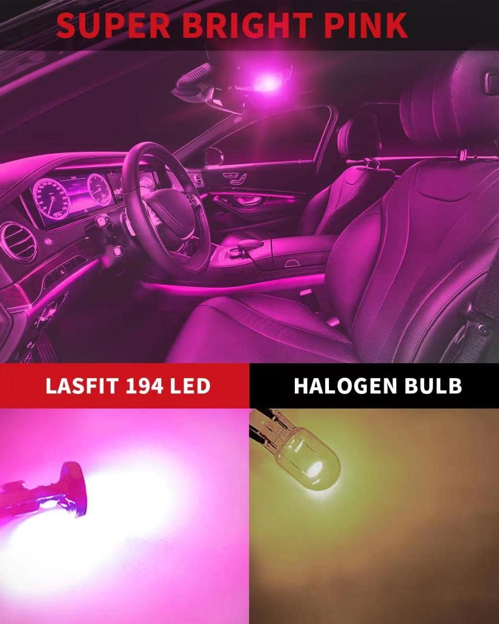 W5W 194 168 158 CANBUS Error Free LED Dome Map Trunk License Plate Lights | Pink Purple, 2 Bulbs - Image 2