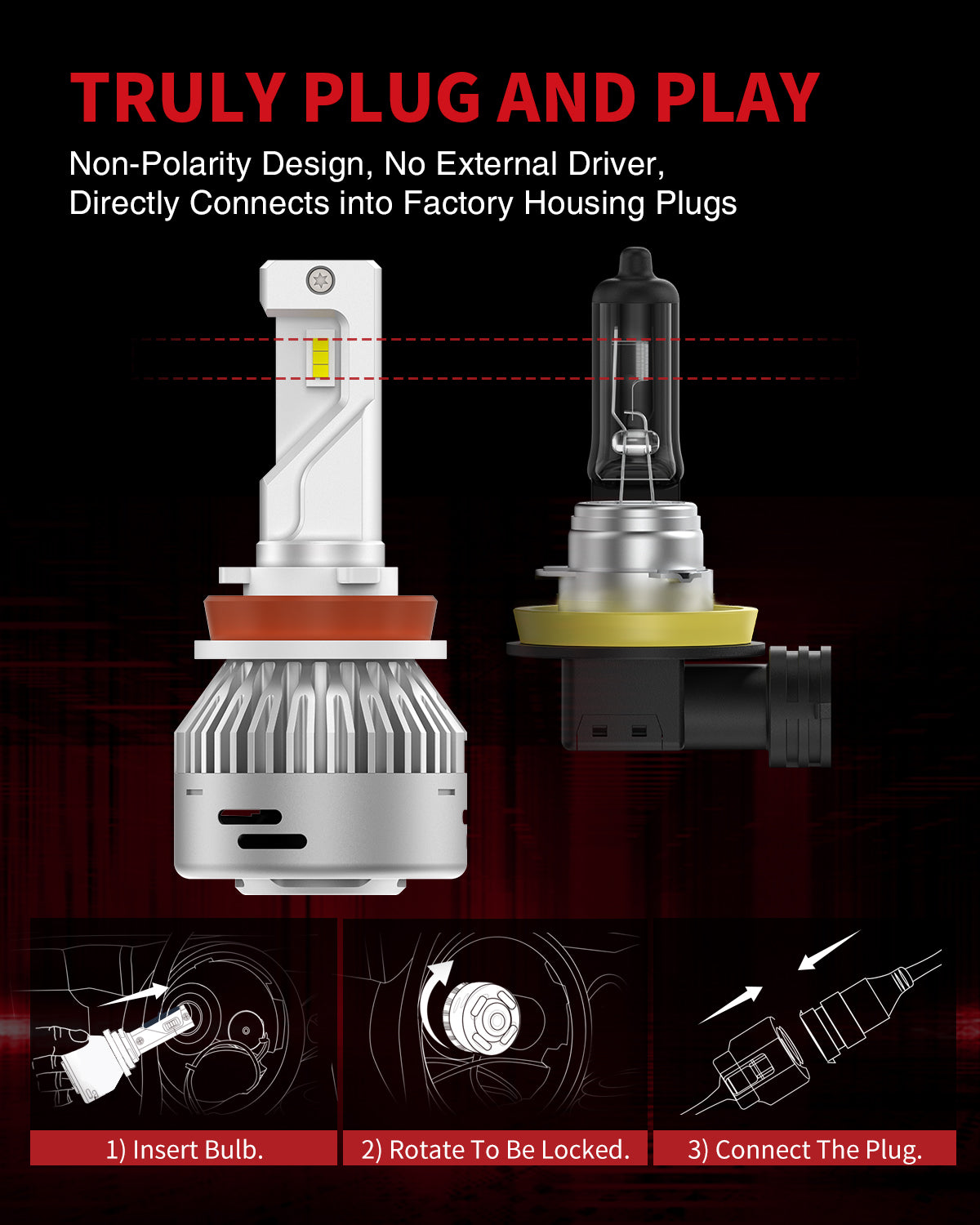 60W H11 H8 H9 LA Plus Series | 6,000LM 6000K LED Bulbs - Image 4