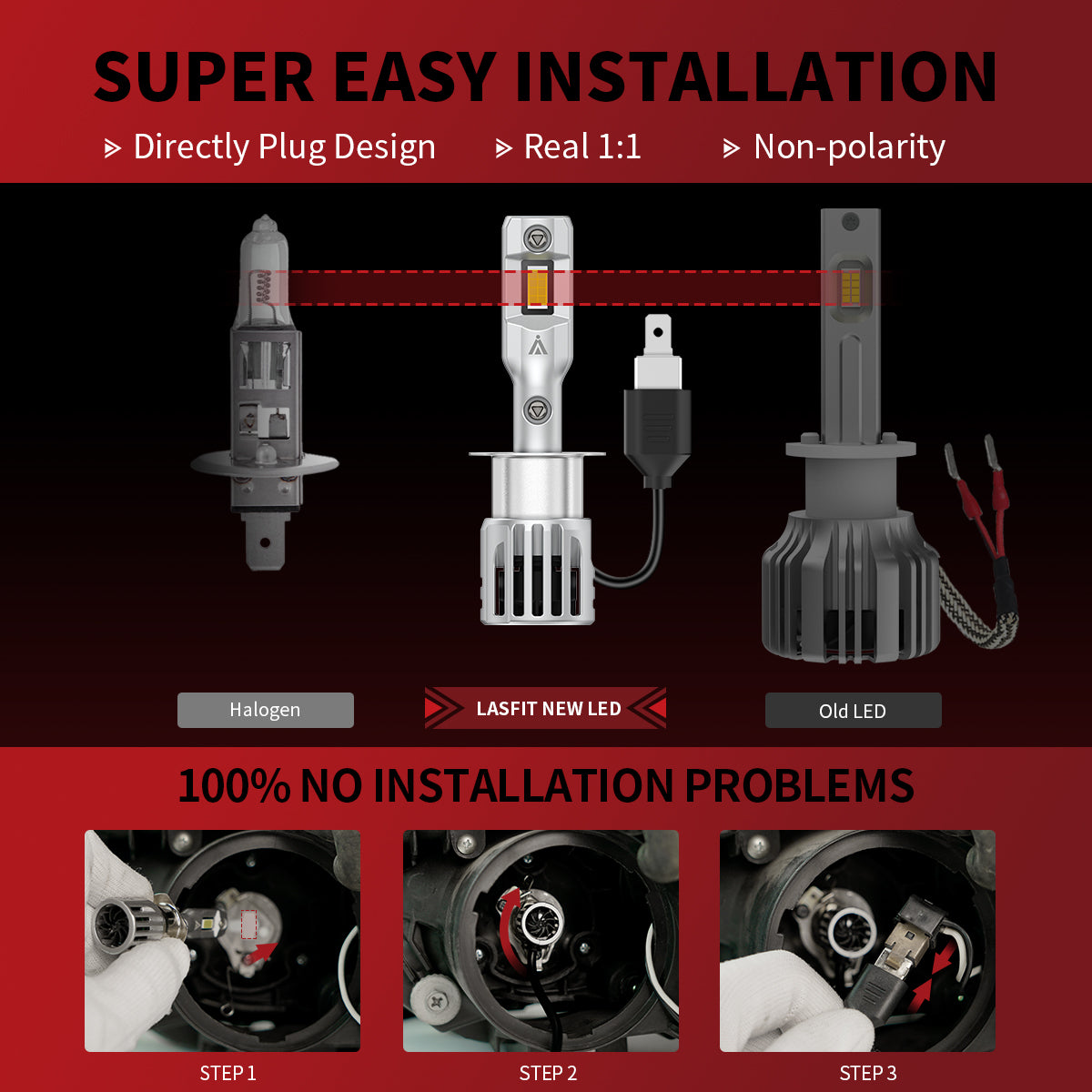 60W H1 LC Air Series | 6,000LM 6000K LED Bulbs - Image 4
