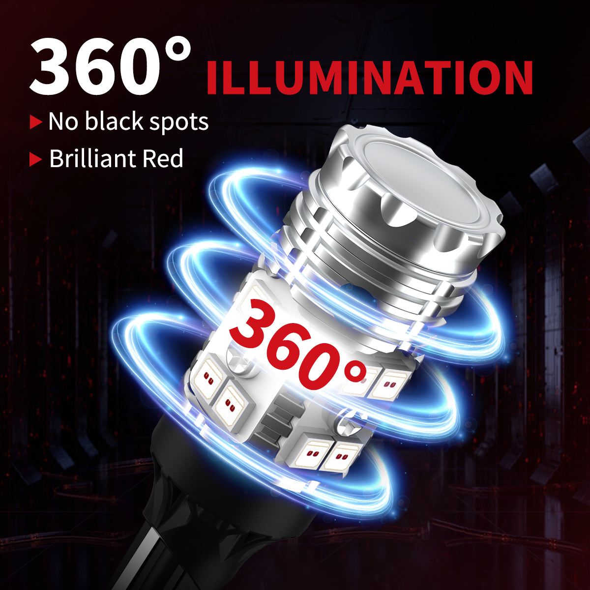 921 912 T15 W16W CANBUS Red LED Third Brake Light Bulb - Upgraded Version, 2 Bulbs - Image 3