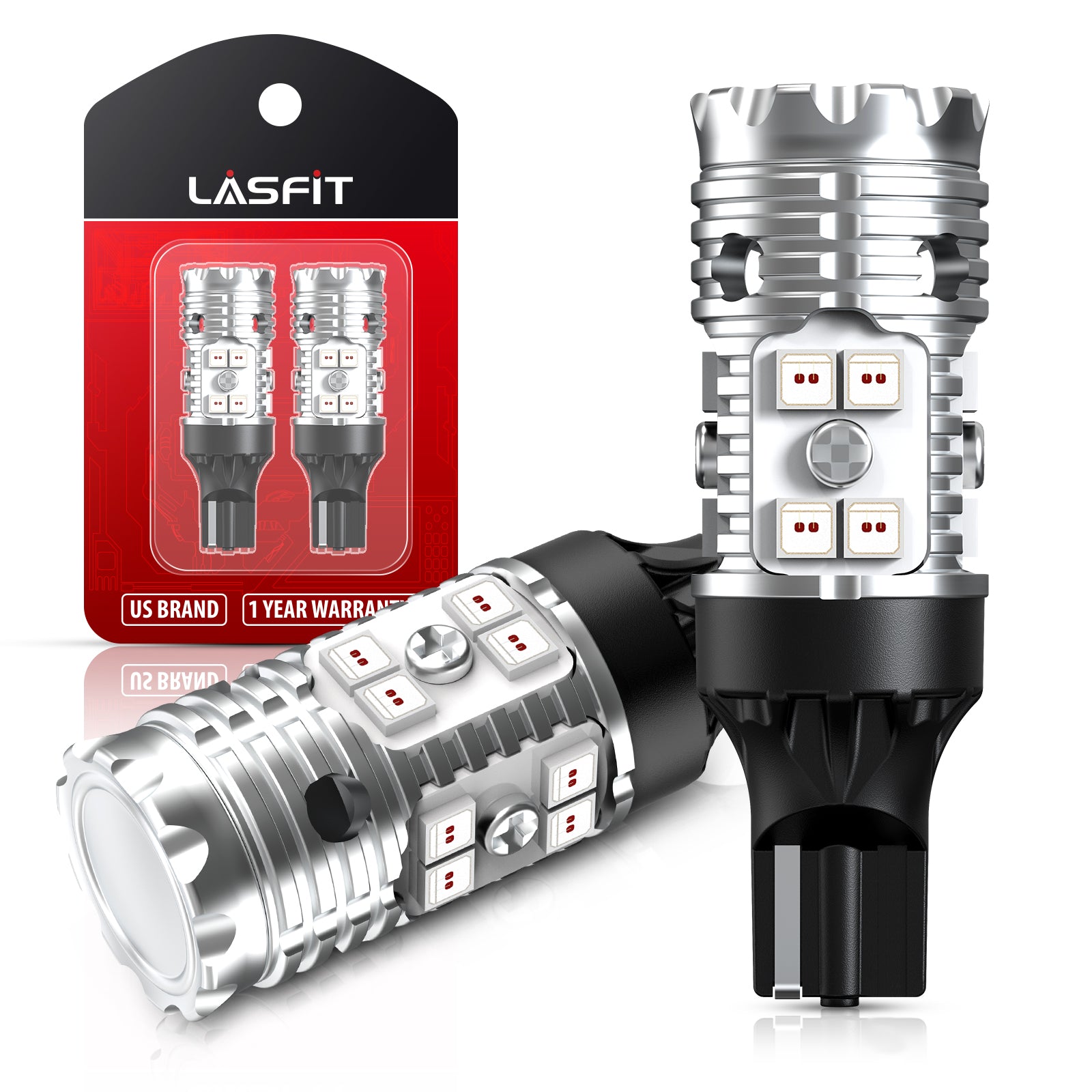 921 912 T15 W16W CANBUS Red LED Third Brake Light Bulb - Upgraded Version, 2 Bulbs