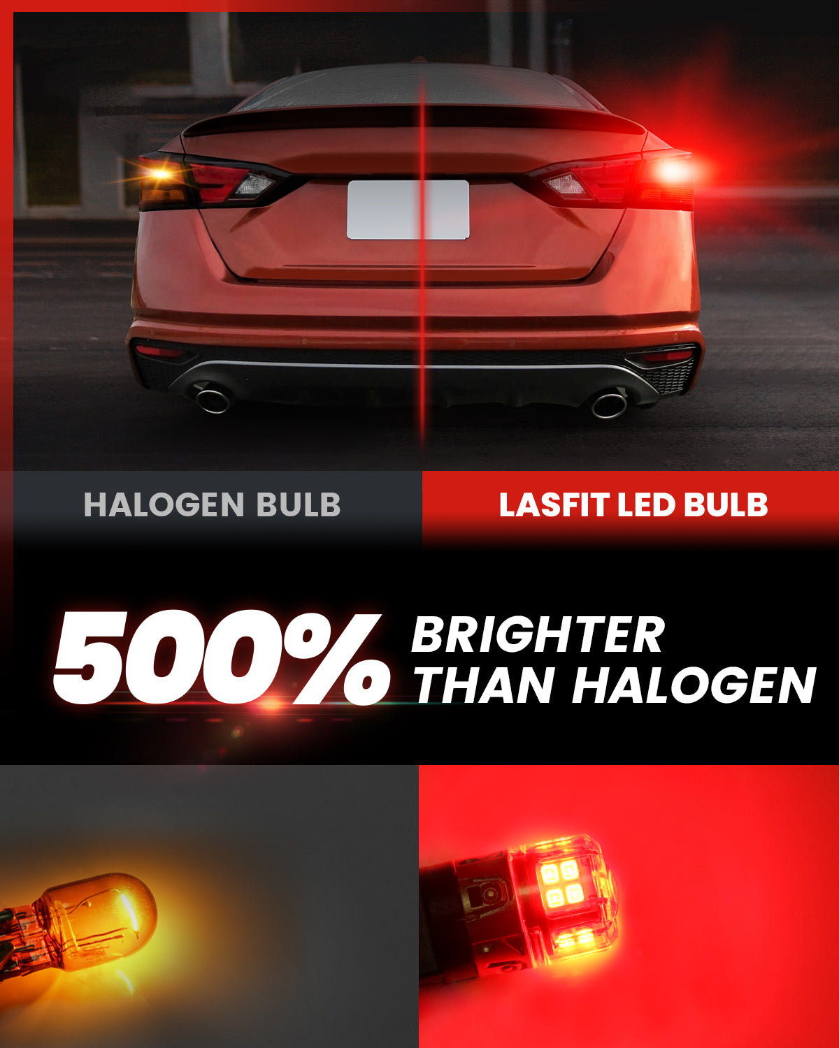 7443 7440 7444 LED Brake Tail Stop Parking Light Bulb | Brilliant Red, 2 Bulbs | Upgraded L2 Series - Image 2