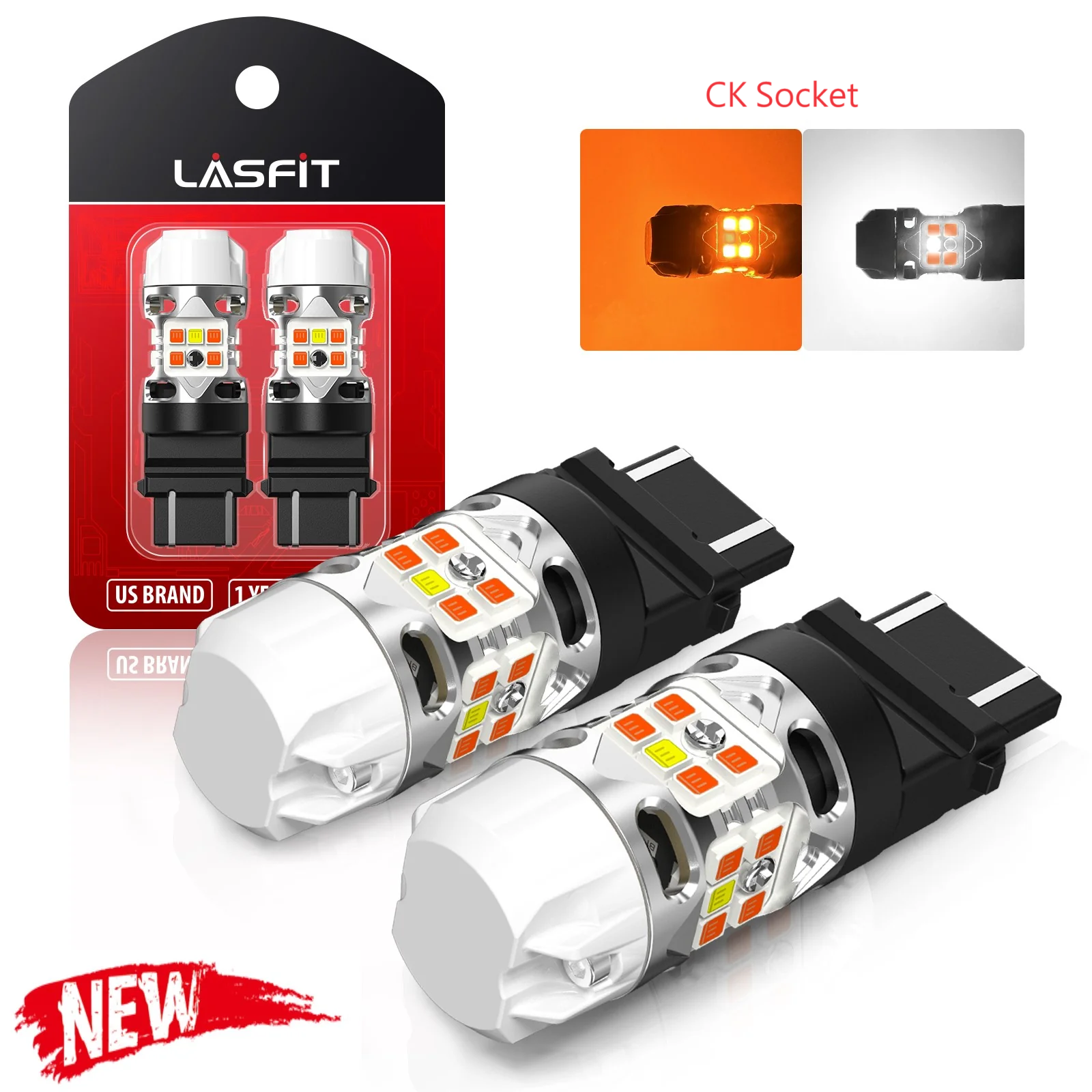 3157 4157 LED Front Turn Signal Bulbs CanBus-Ready Switchback CK Socket | T3 Series