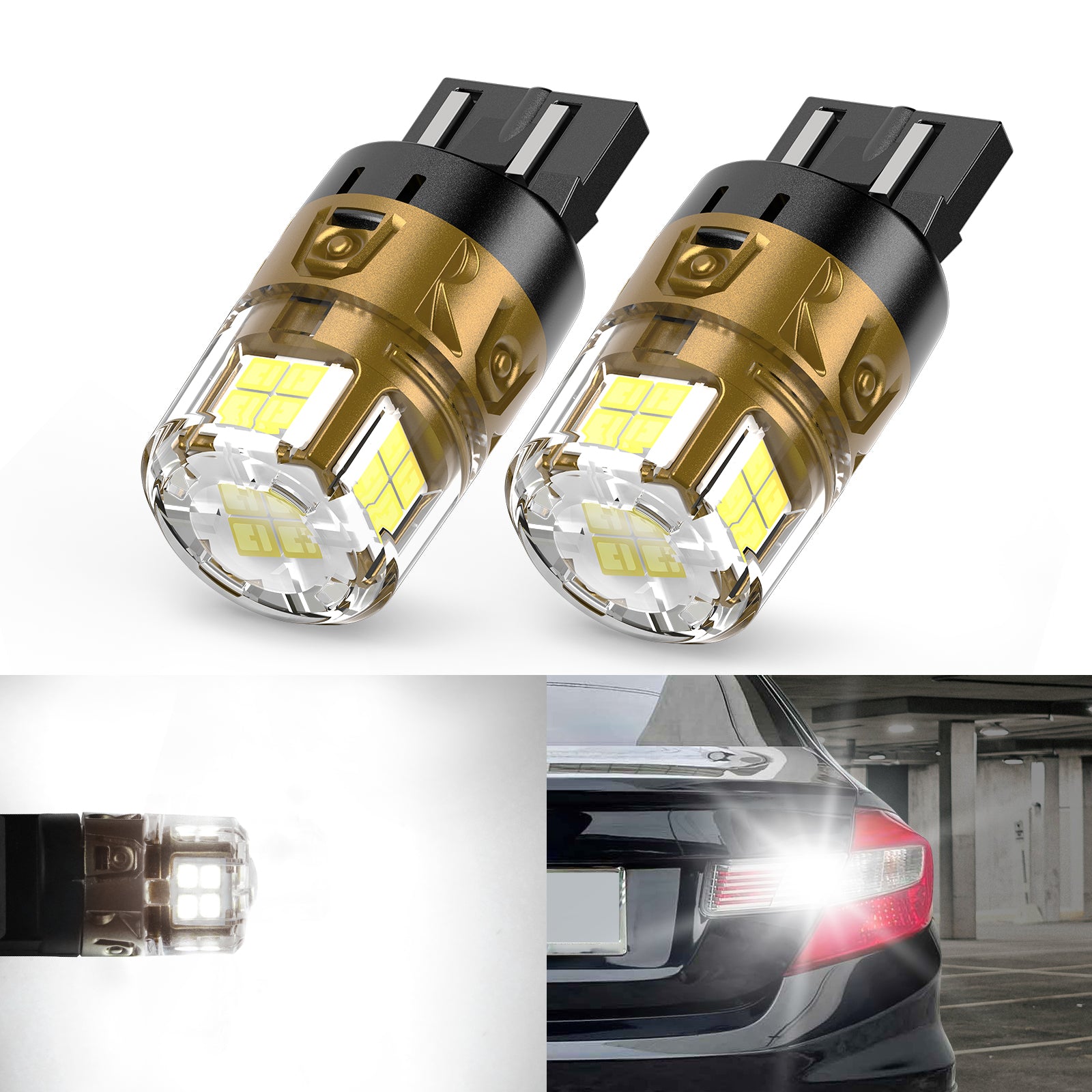 7443 7440 7444 LED Reverse Backup Light Bulb | Xenon White, 2 Bulbs | Upgraded L2 Series - Image 2