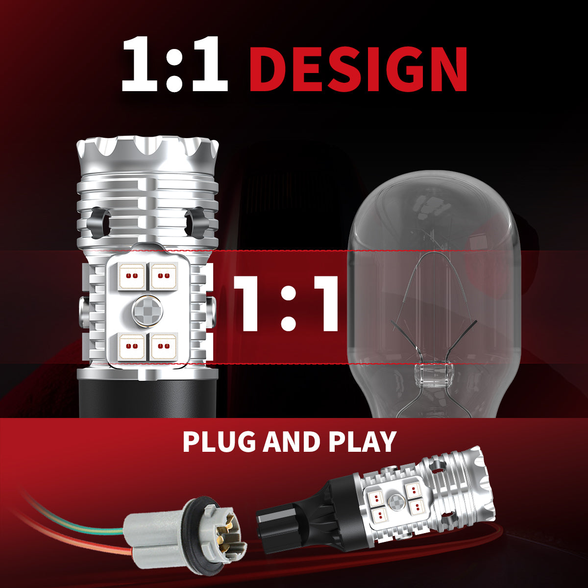 921 912 T15 W16W CANBUS Red LED Third Brake Light Bulb - Upgraded Version, 2 Bulbs - Image 4