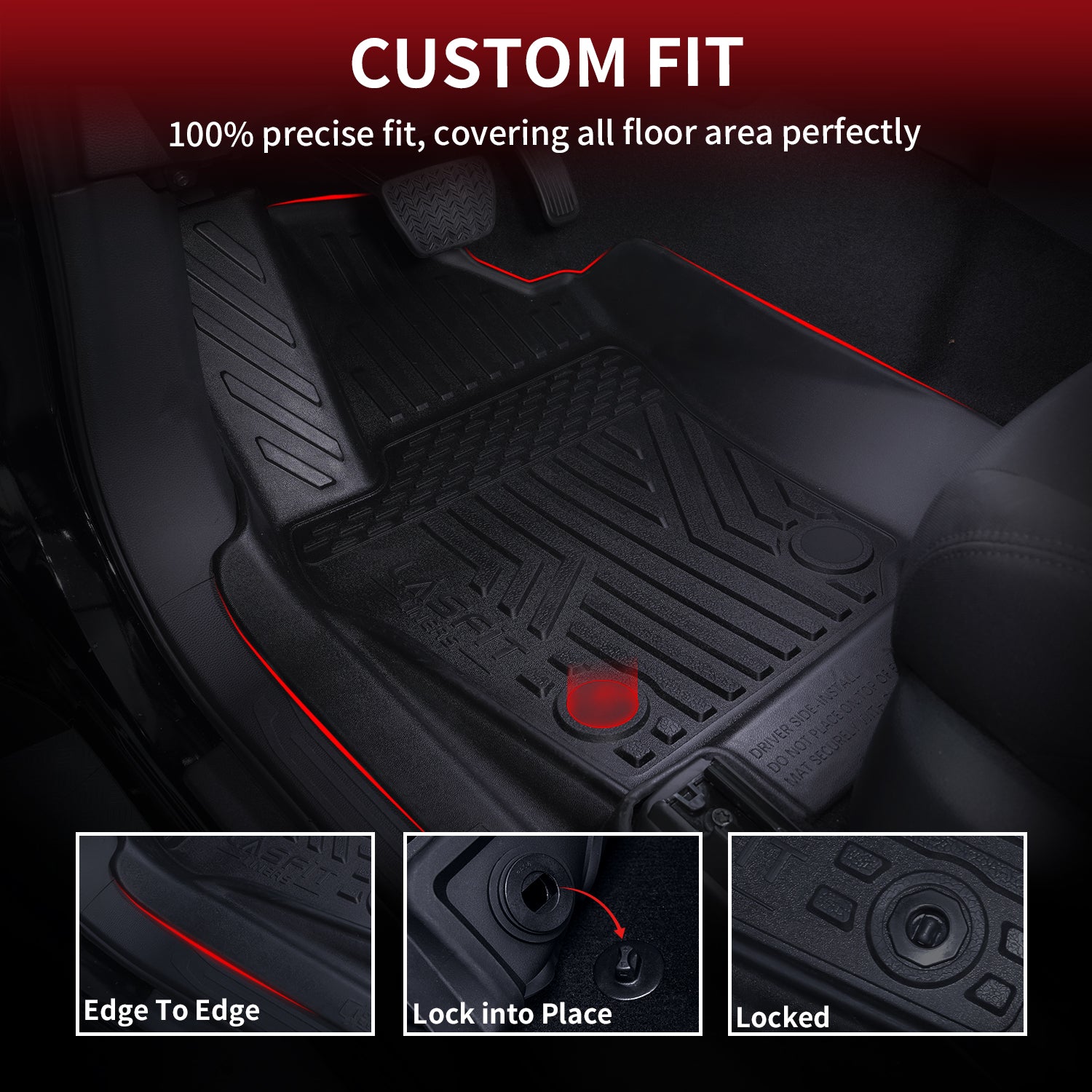 Fit for 2024-2026 Toyota Tacoma 1st Row Floor Mats, Fit Auto Transmission Only - Image 2