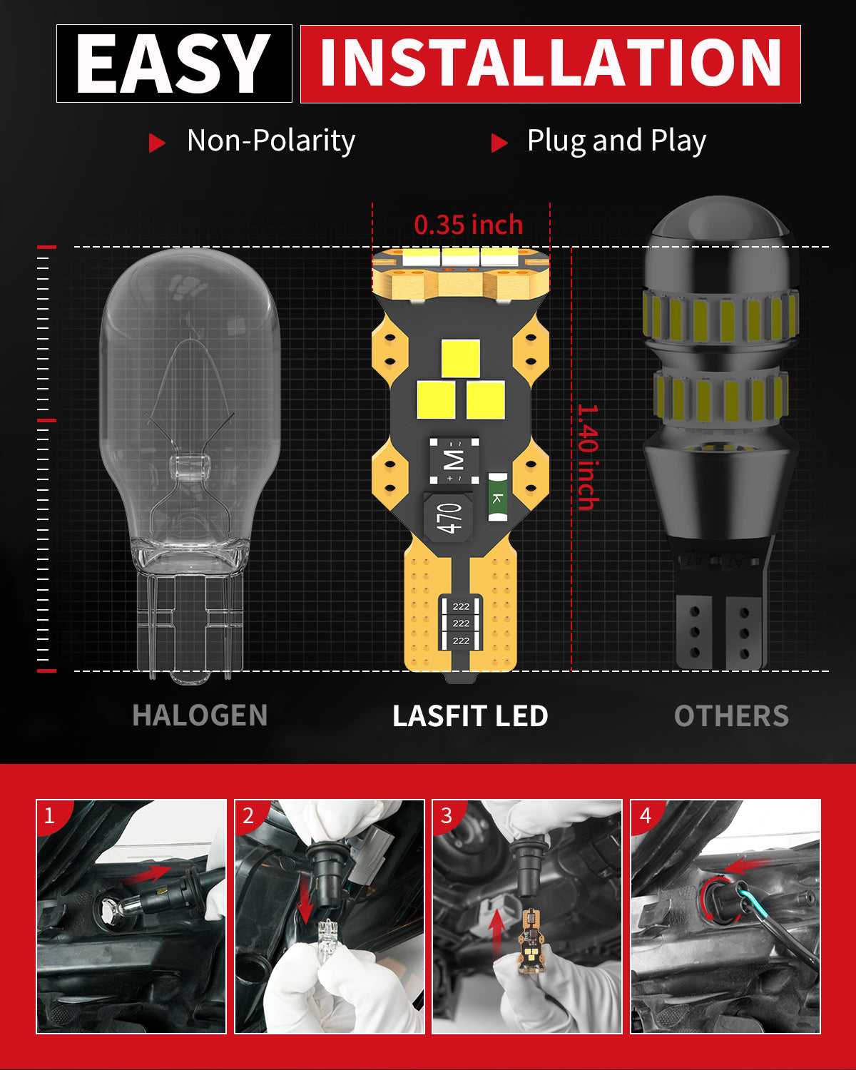 921 912 T15 W16W LED Reverse Backup Trunk Cargo Light Bulbs, 2 Bulbs - Image 3