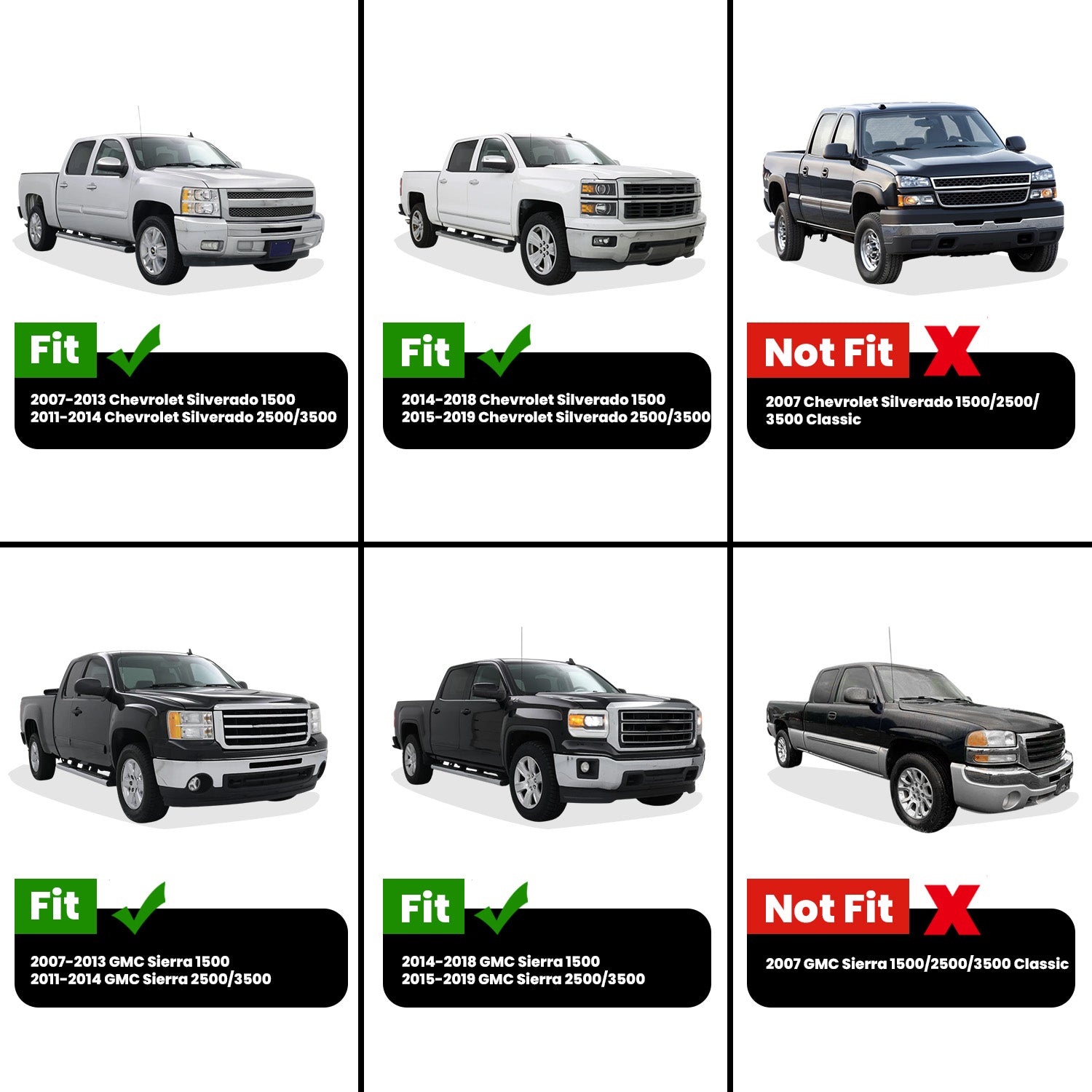 Fit for 2007-2018 Chevrolet Silverado 1500 Heavy Duty 5.8FT or 6.5FT Bed Mat, Not Fit 2007 Classic Body Style - Image 2