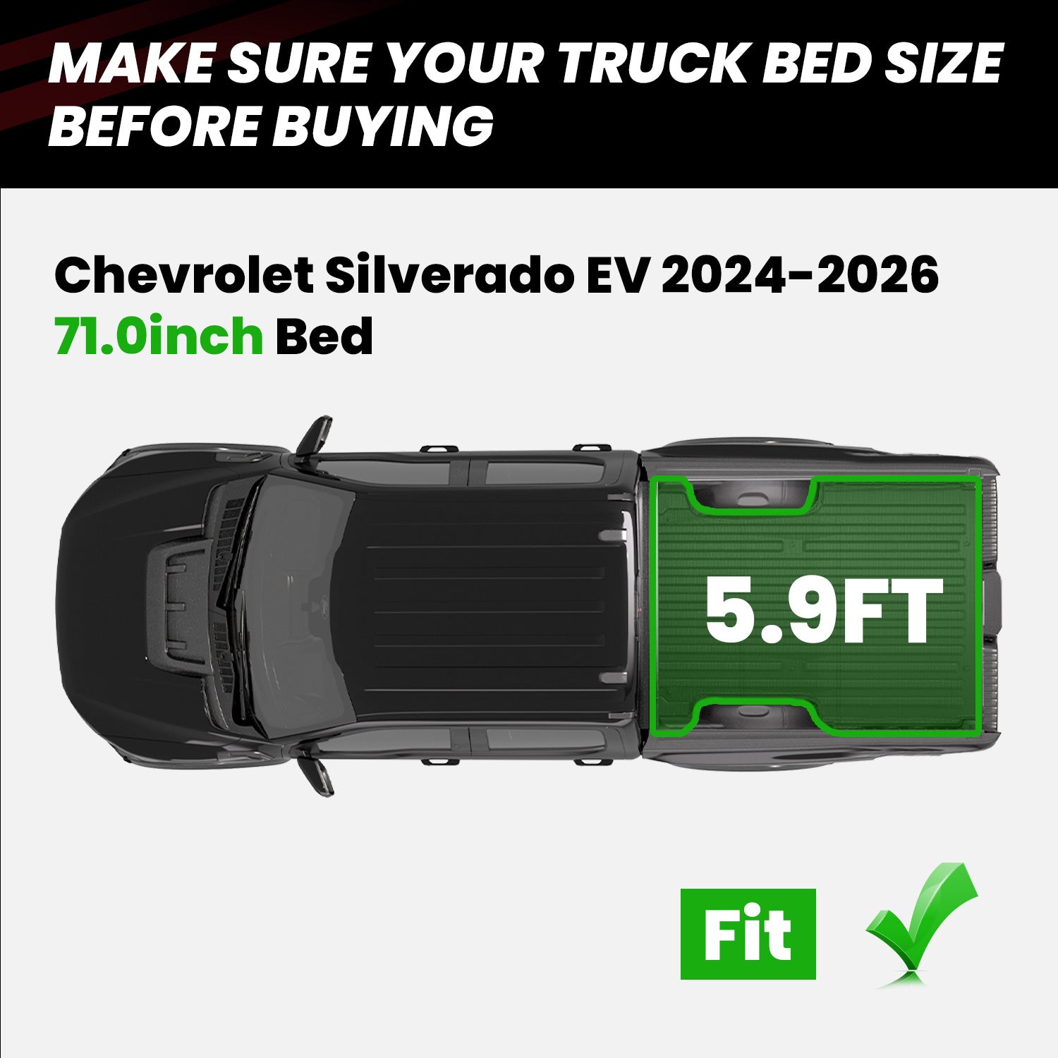 Fit for 2024-2026 Chevrolet Silverado EV 5.9FT Bed Mat, Not Fit Multi-Flex Midgate - Image 2
